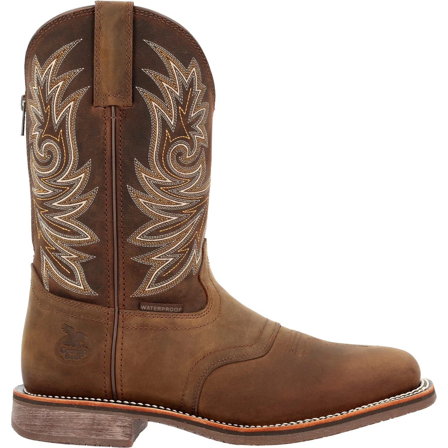 Georgia Mens Carbo-Tec Elite WP Brown Leather Cowboy Boots