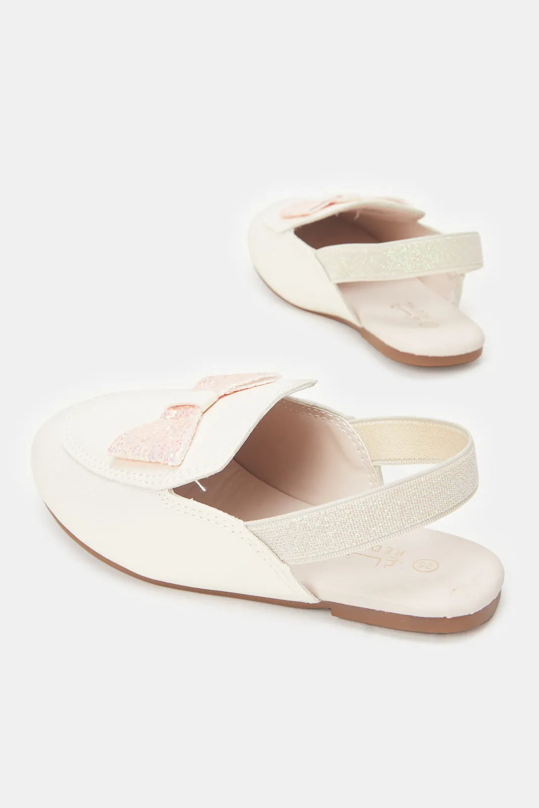 Girls White Back Strap Mule