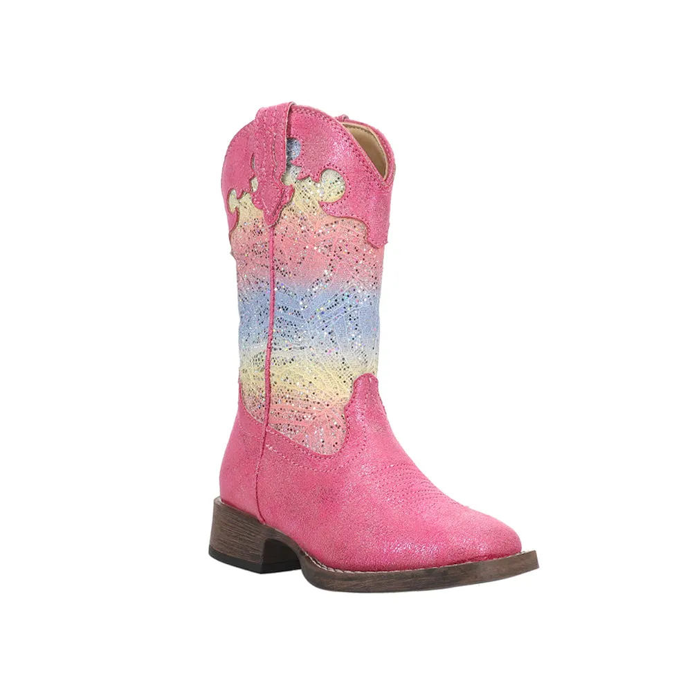 Glitter Lace Square Toe Cowboy Boots (Little Kid-Big Kid)