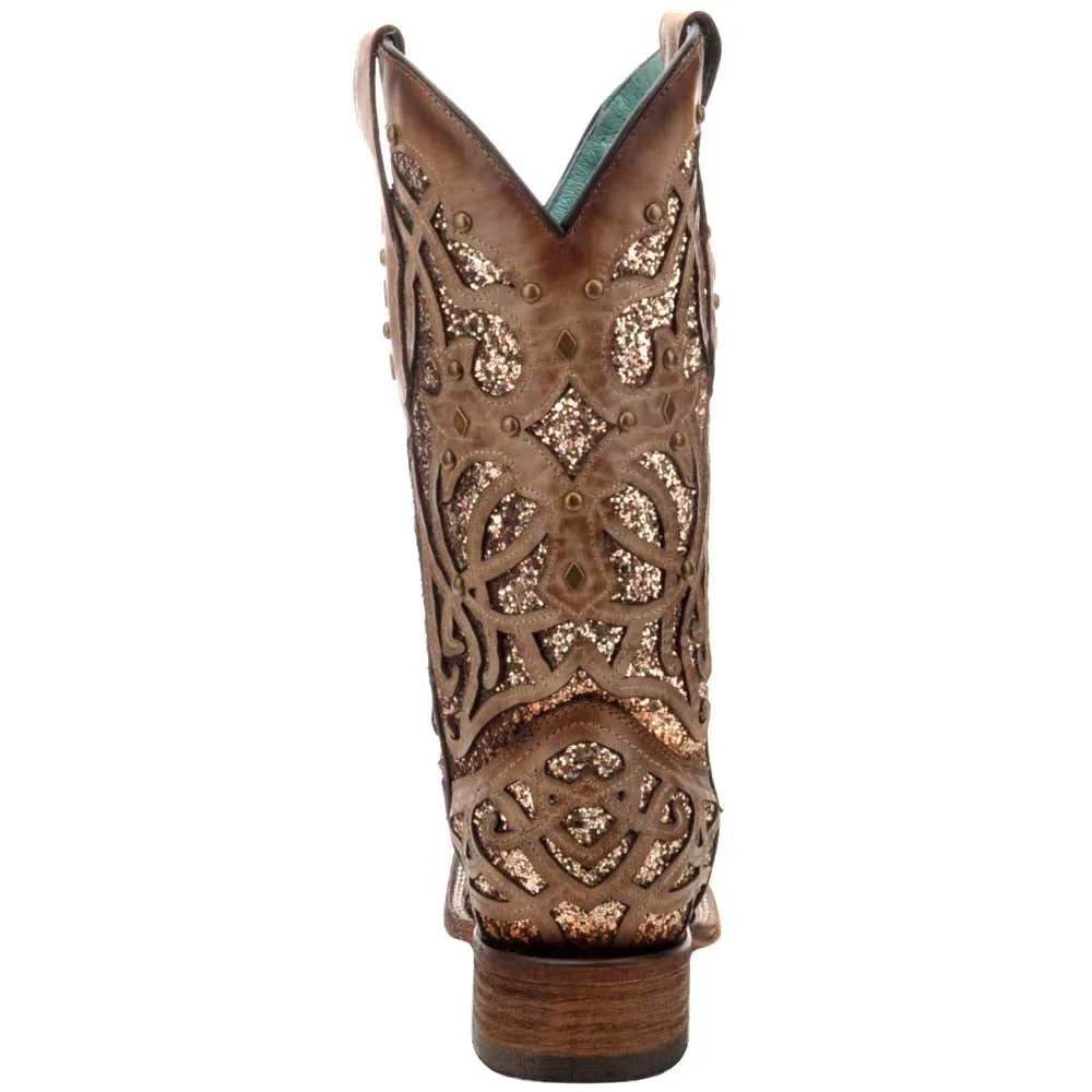 Glitter Square Toe Western Boots