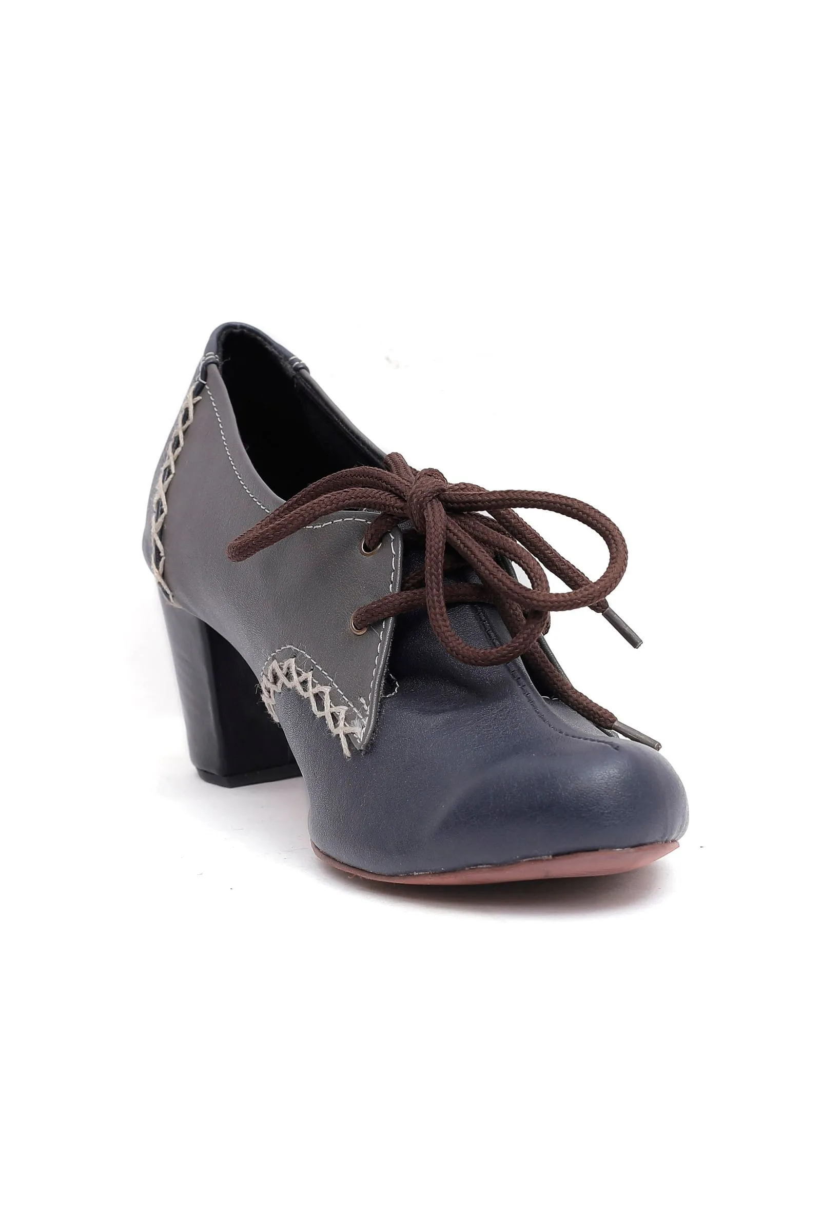 Graphite Grey Cruelty Free Hand Work Oxford Heel Boots