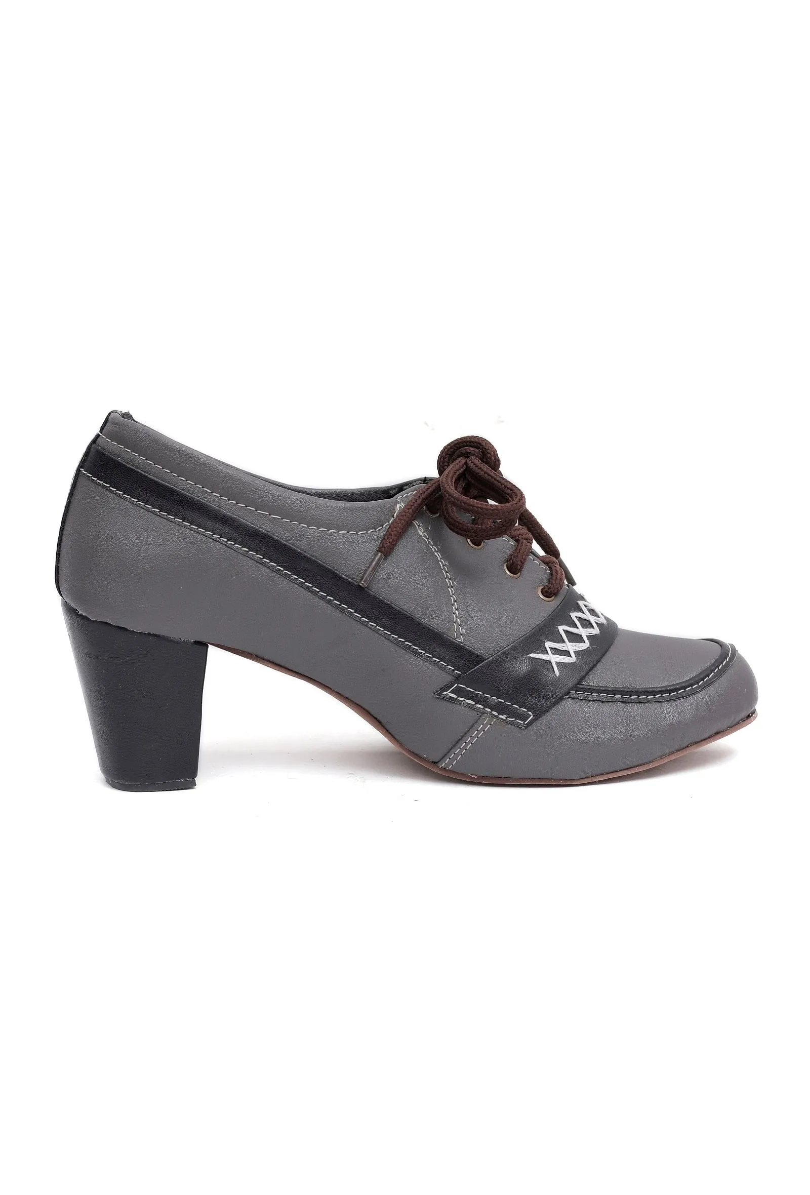 Grey Cruelty Free Hand Work Oxford Heel Boots