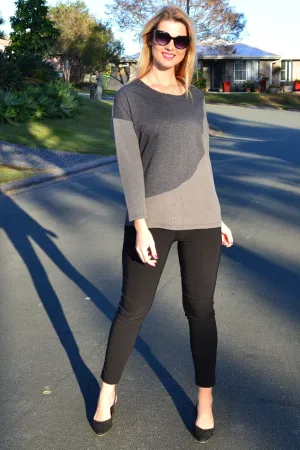 Half Moon Grey Drop Shoulder Tunic Top