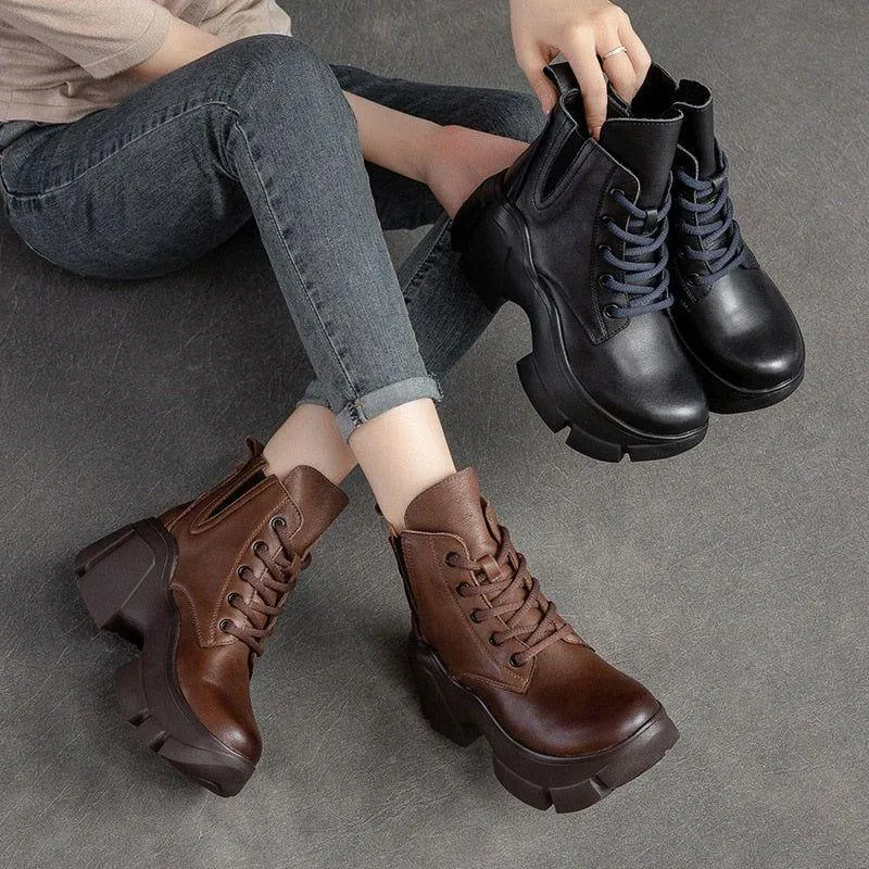 Handmade Leather Ankle Boots - Women's Casual Shoes EJ927