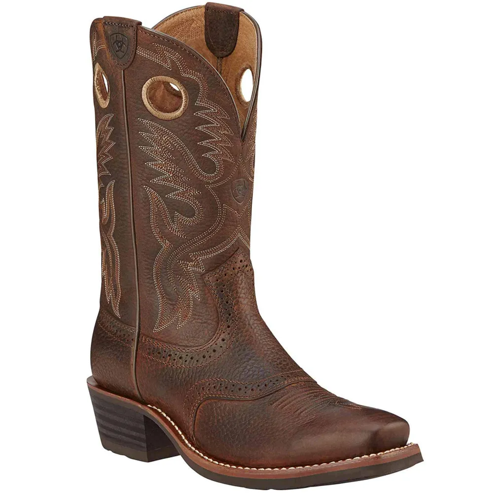 Heritage Roughstock Embroidered Cut Outs Square Toe Cowboy Boots