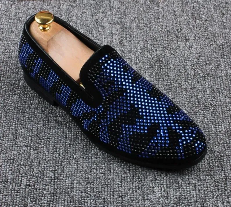 Italian shoes men's footwear rhinestone sepatu slip