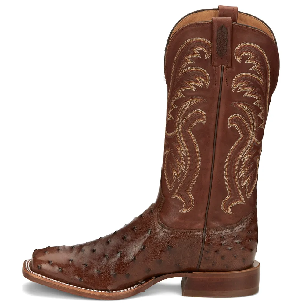 Jacinto Embroidered Ostrich Square Toe Cowboy Boots