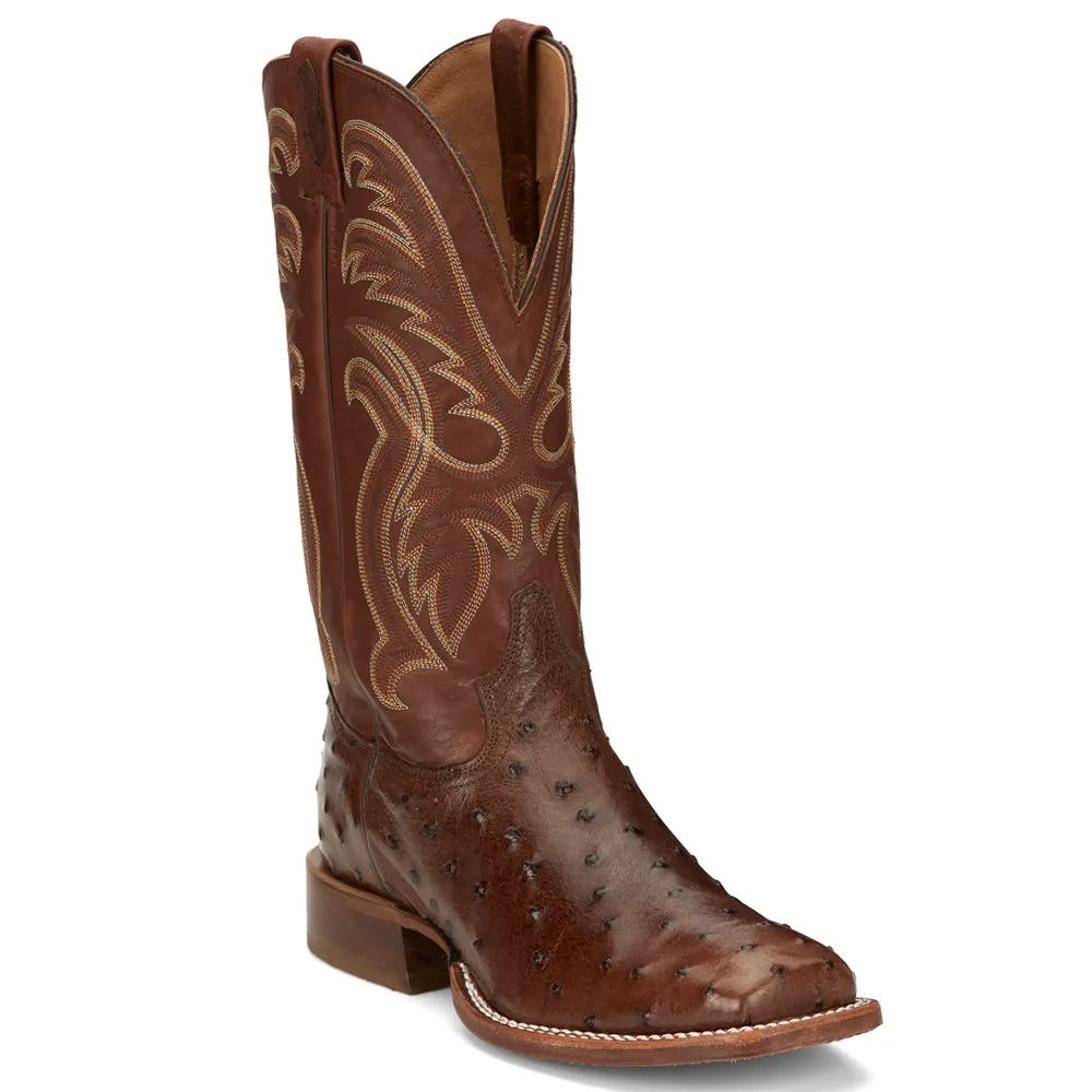 Jacinto Embroidered Ostrich Square Toe Cowboy Boots