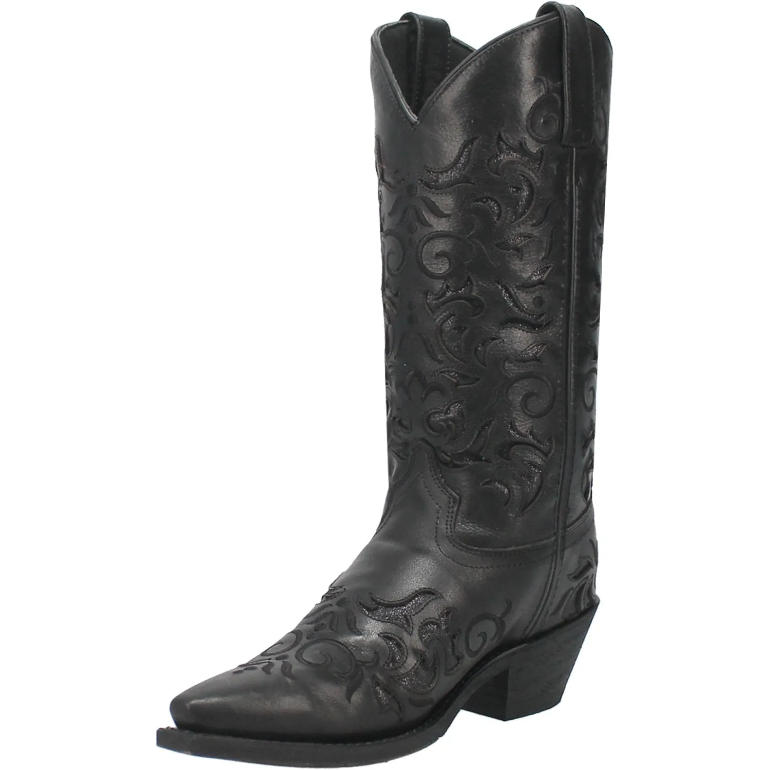 Laredo Womens Night Sky Black Leather Cowboy Boots