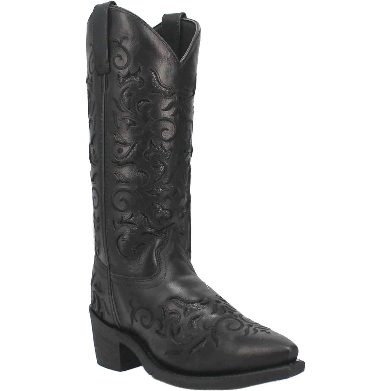 Laredo Womens Night Sky Black Leather Cowboy Boots