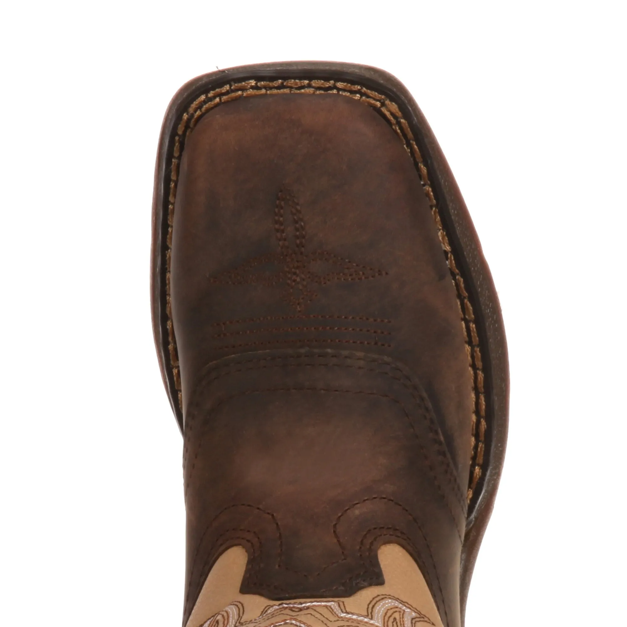 Lil Durango Big Kids Brown/Tan Leather Saddle Western Cowboy Boots