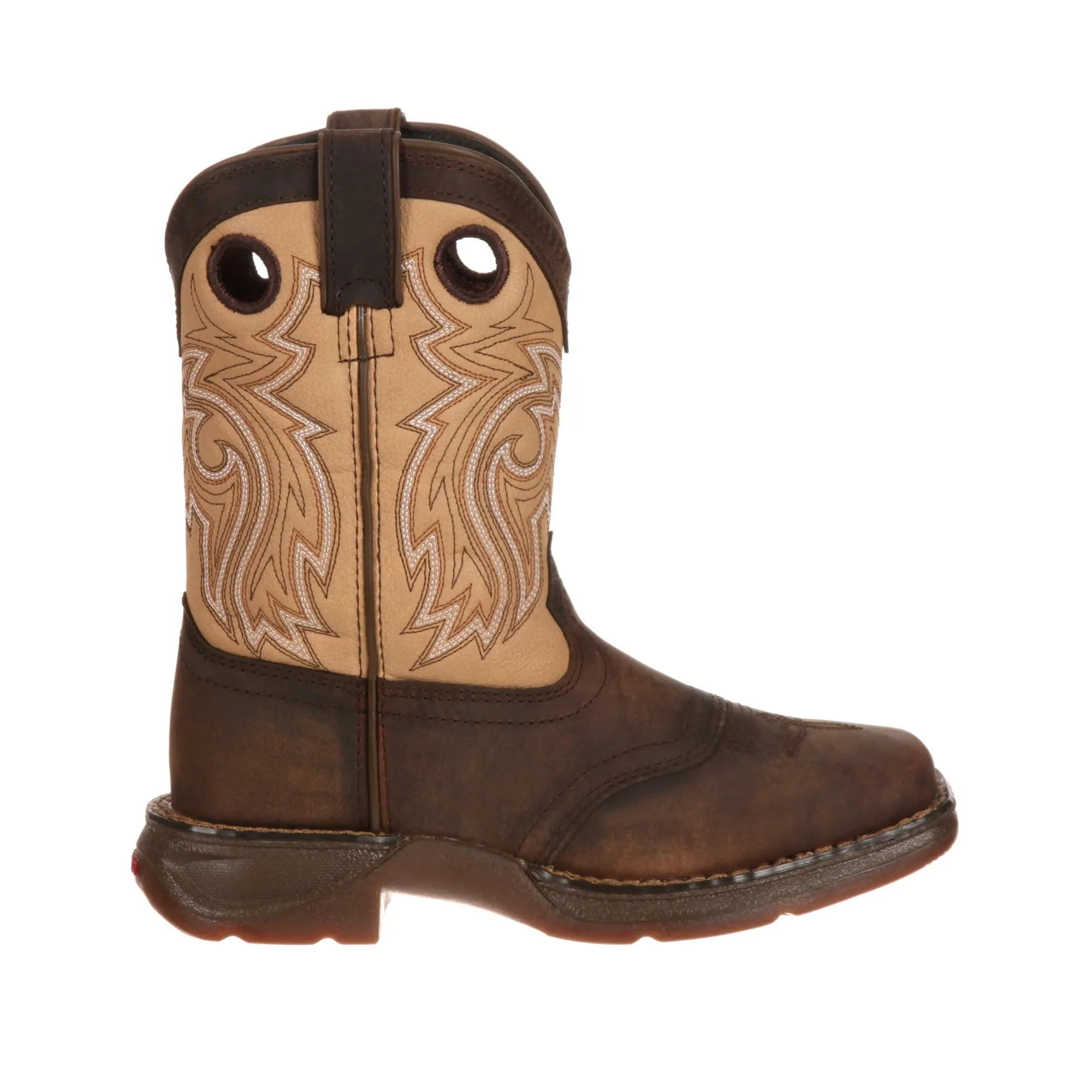 Lil Durango Big Kids Brown/Tan Leather Saddle Western Cowboy Boots