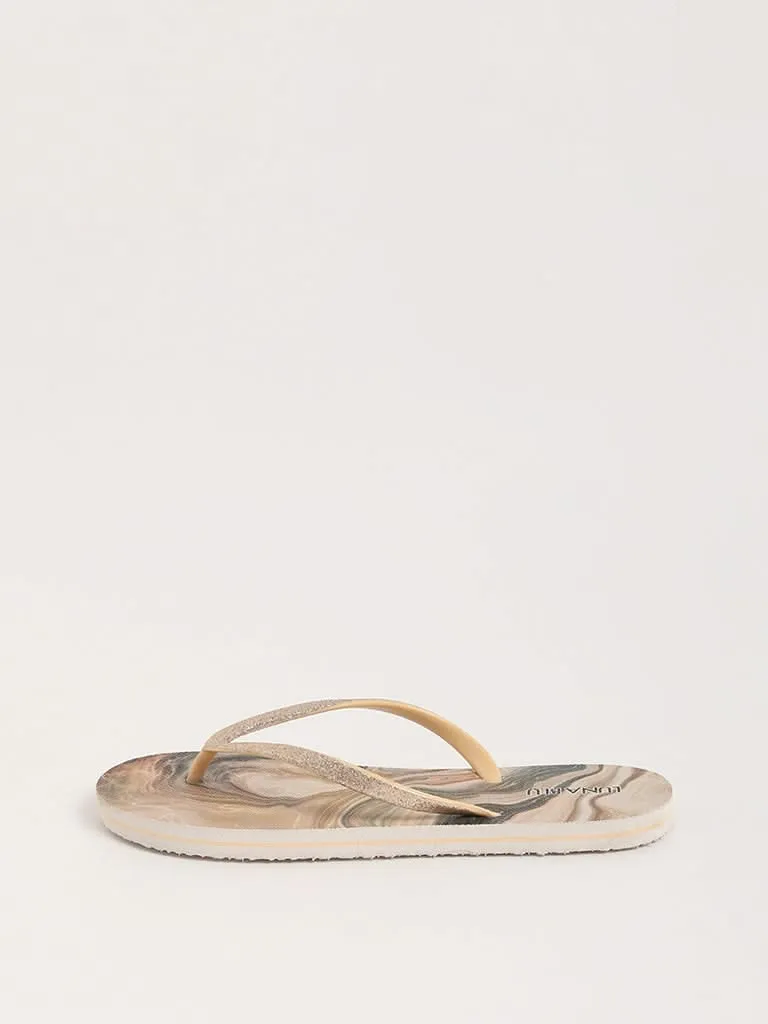 LUNA BLU Tan Marble Design Flip-Flop