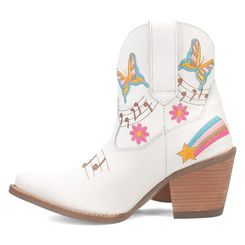 Melody Leather Graphic Embroidery Snip Toe Cowboy Booties