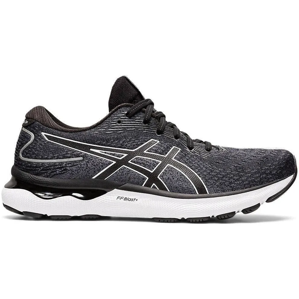 Men's Asics Gel-Nimbus 24, Black/White, 10.5 4E Extra Wide