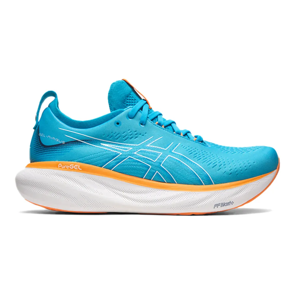 Men's Asics Gel-Nimbus 25, Island Blue/Sun Peach, 14 4E Extra Wide