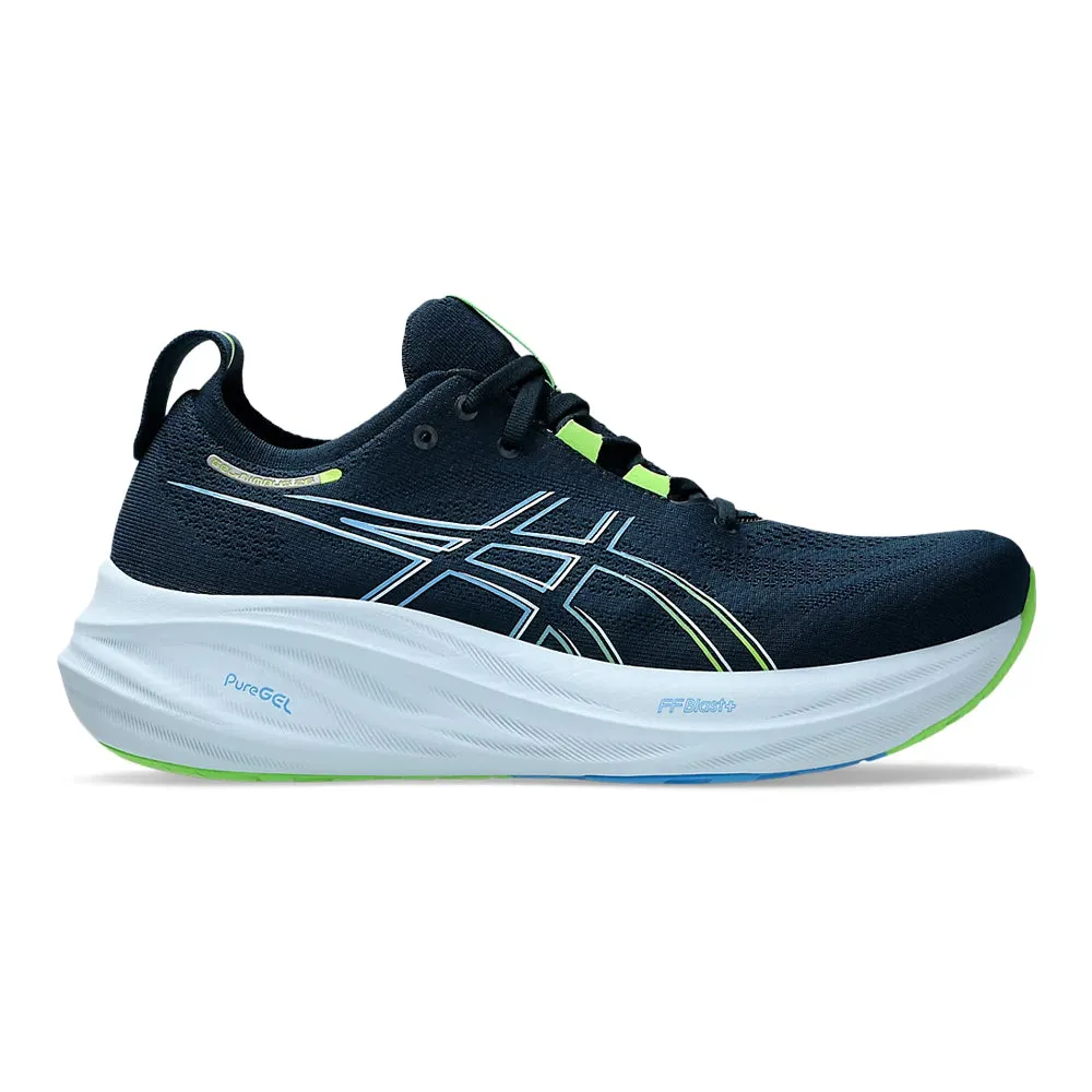 Men's Asics GEL-Nimbus 26, French Blue/Electric Lime, 11.5 2E Wide