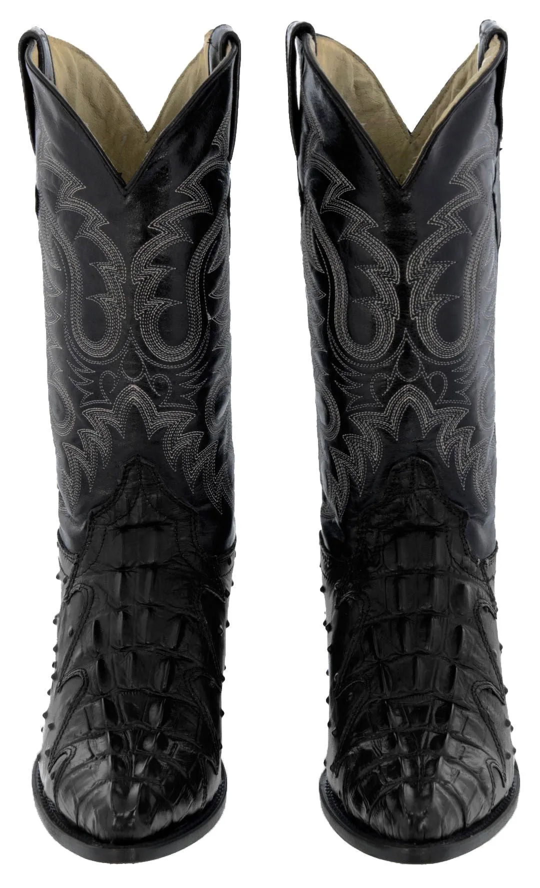 Mens Black Crocodile & Ostrich Print Leather Cowboy Boots J Toe