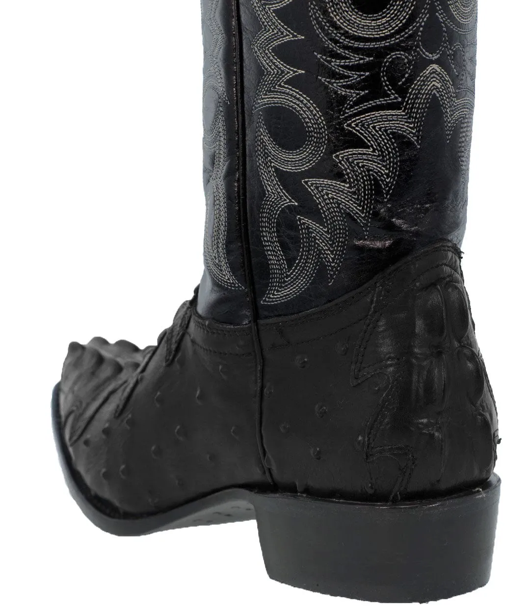 Mens Black Crocodile & Ostrich Print Leather Cowboy Boots J Toe