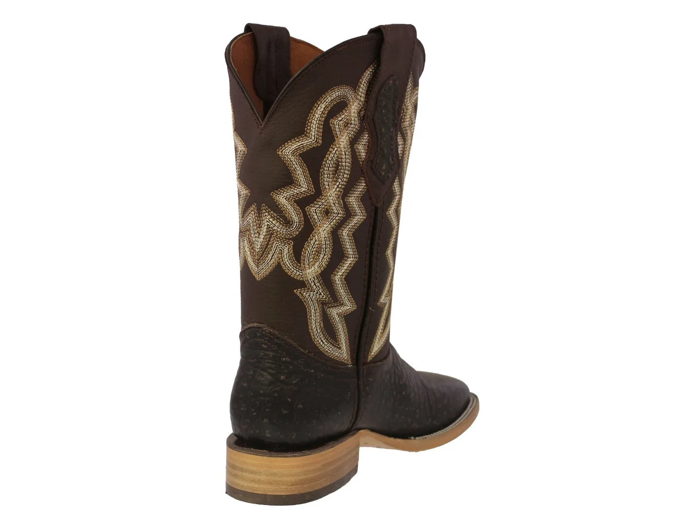 Mens Brown Cowboy Boots Bull Neck Print Leather - Square Toe