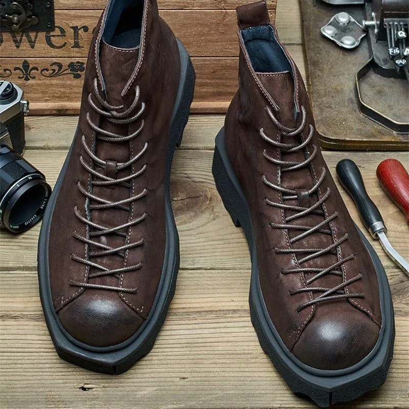 Men's Casual Shoes MCSRE32 Soft Leather Motorcycle Ankle Boots