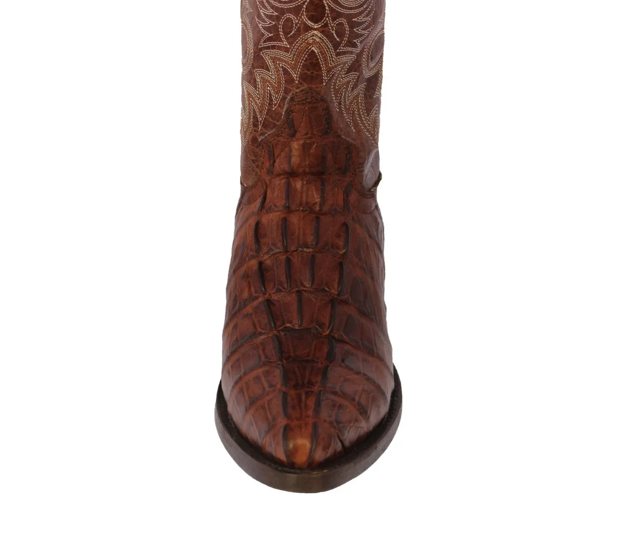 Mens Cognac Alligator Tail Print Leather Cowboy Boots J Toe