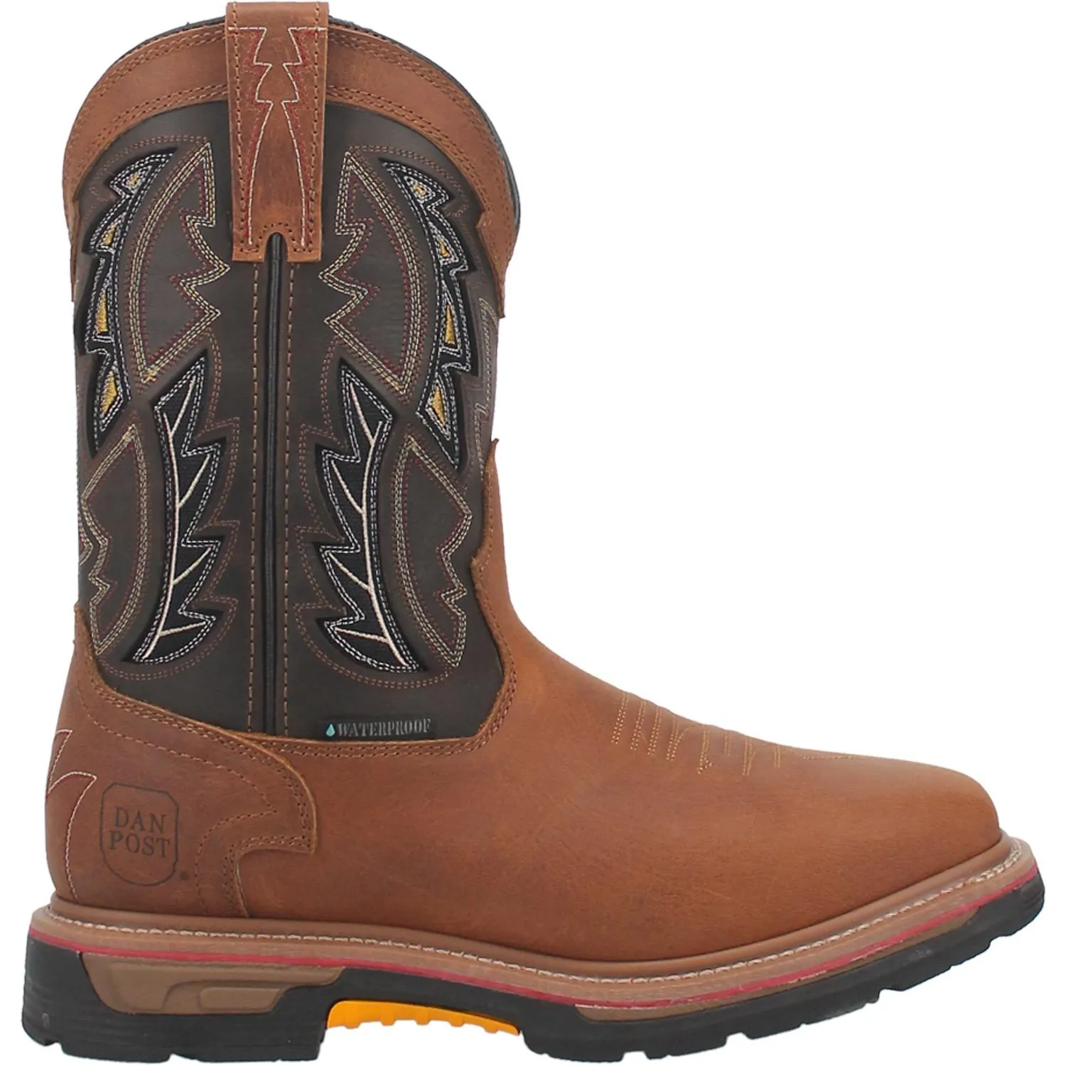 Men's Dan Post Brown Waterproof Warrior Work Boots with Broad Square Composite Toe