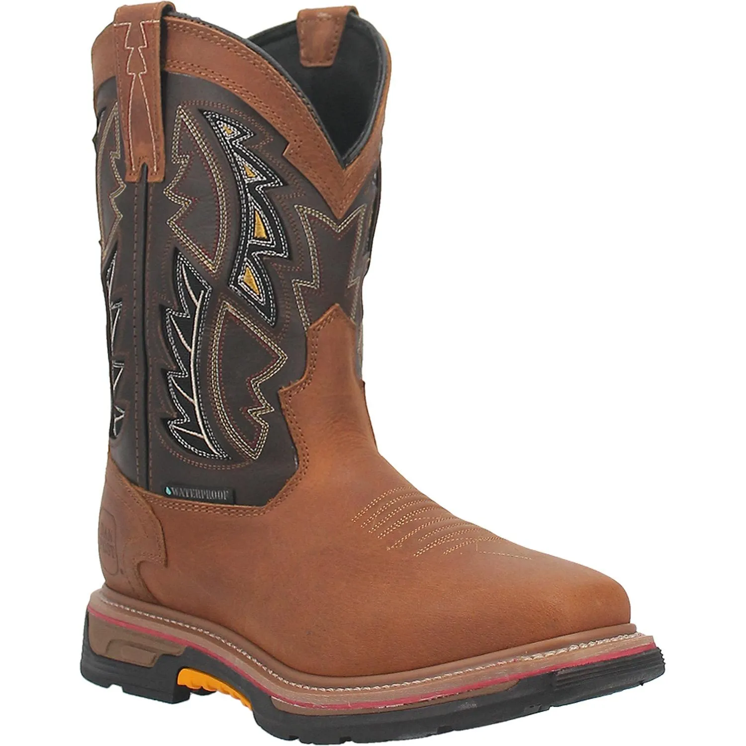 Men's Dan Post Brown Waterproof Warrior Work Boots with Broad Square Composite Toe