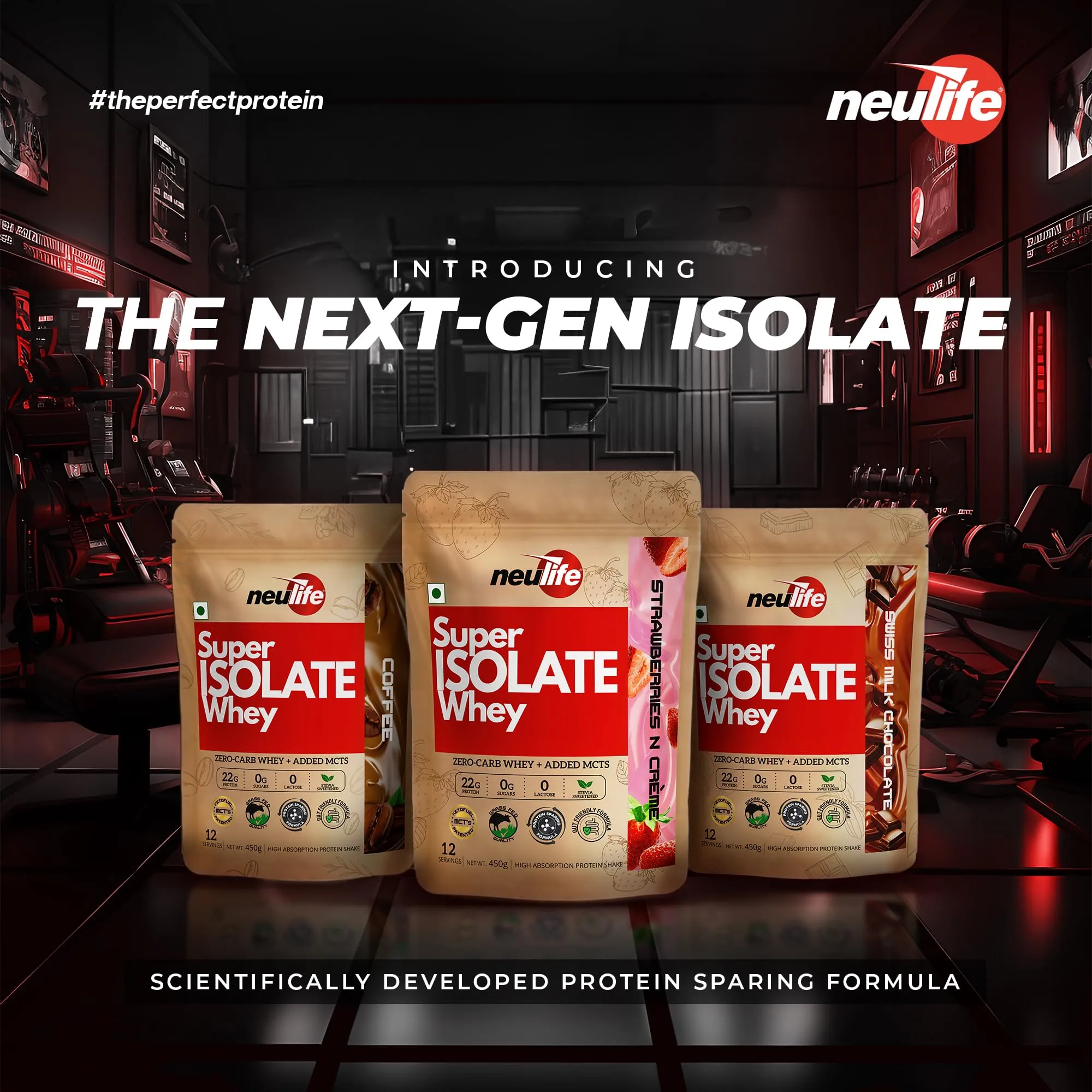 Neulife Super Isolate Whey | Next-Gen Whey Isolate Protein Powder for Biohackers 450g (Coffee)