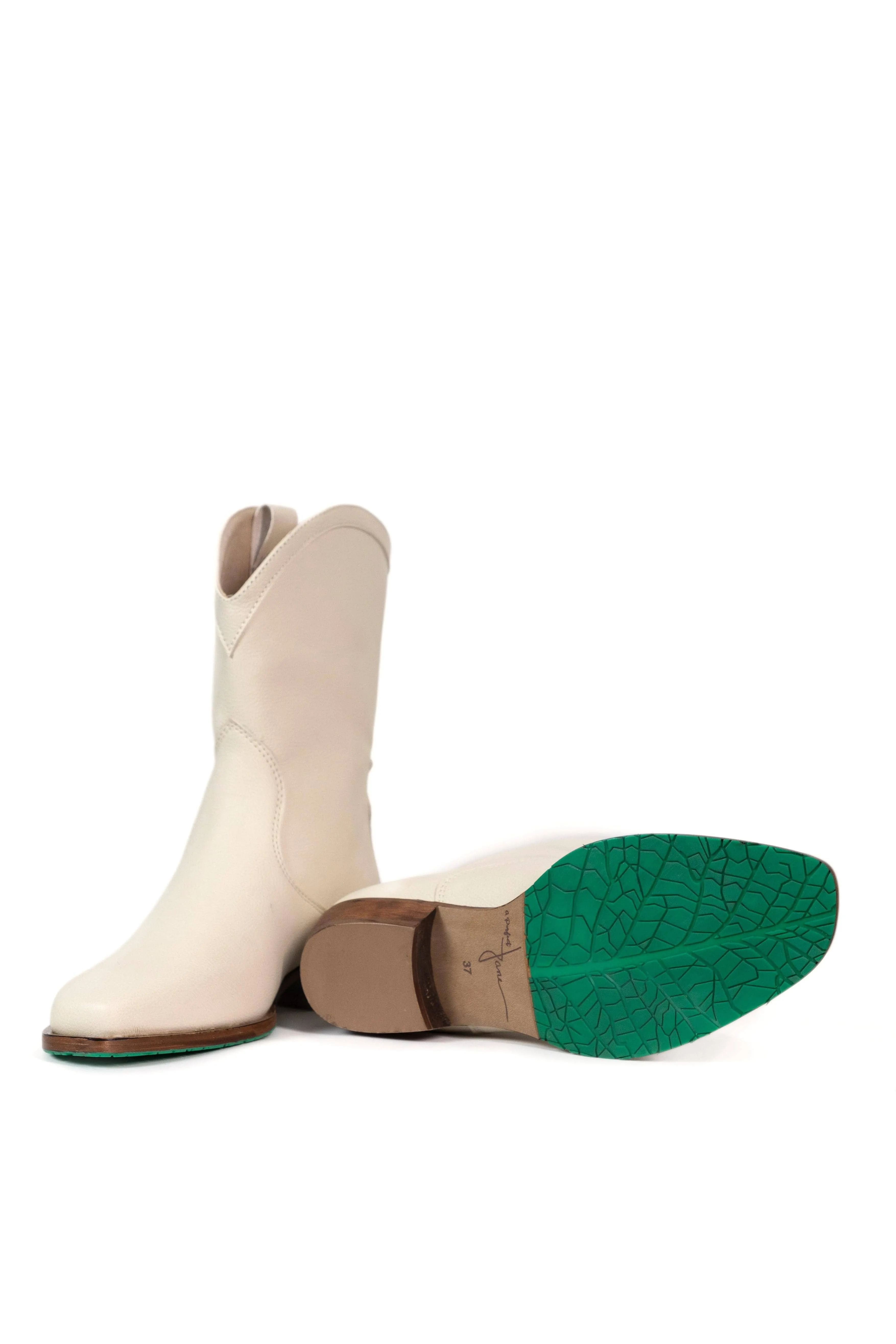 Nicole Vegan Apple Leather Cowboy Boots | Cream