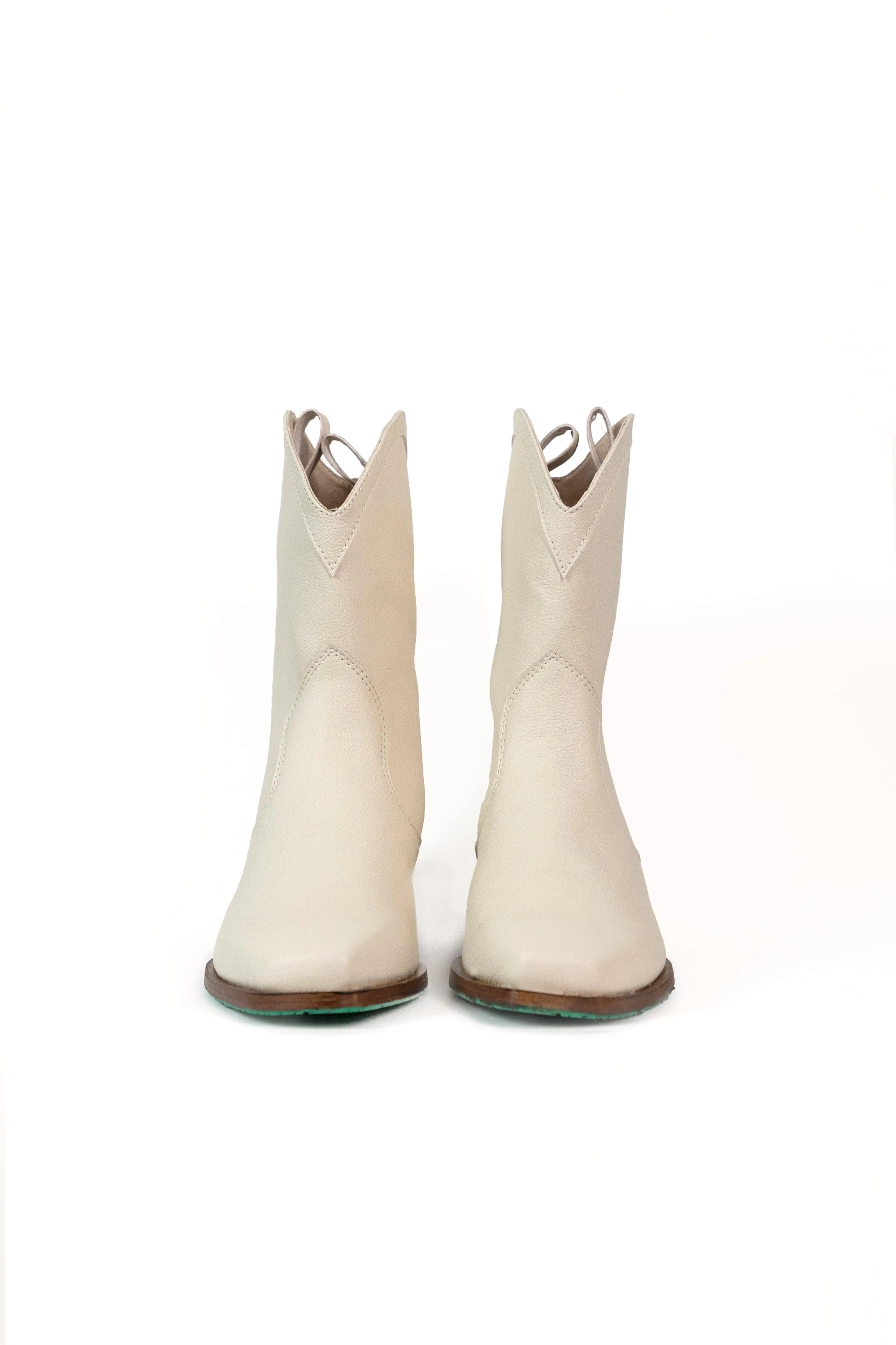 Nicole Vegan Apple Leather Cowboy Boots | Cream