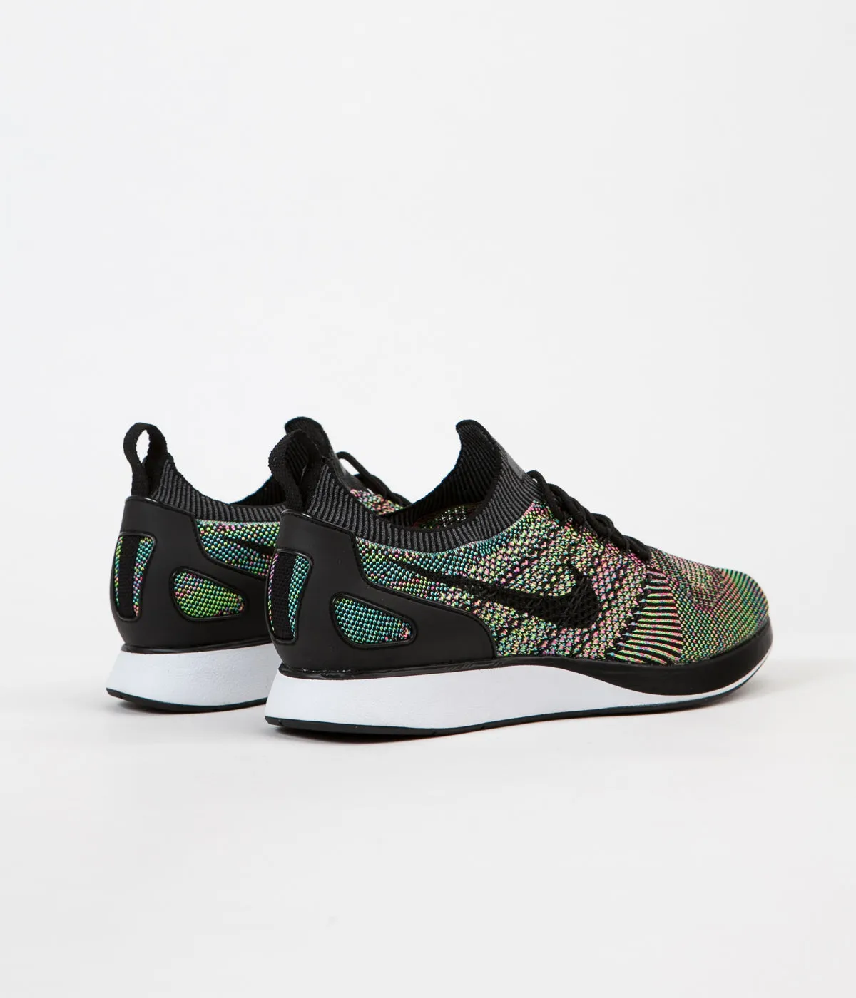 Nike Mariah Flyknit Racer Shoes - White / Black - Volt - Chlorine Blue