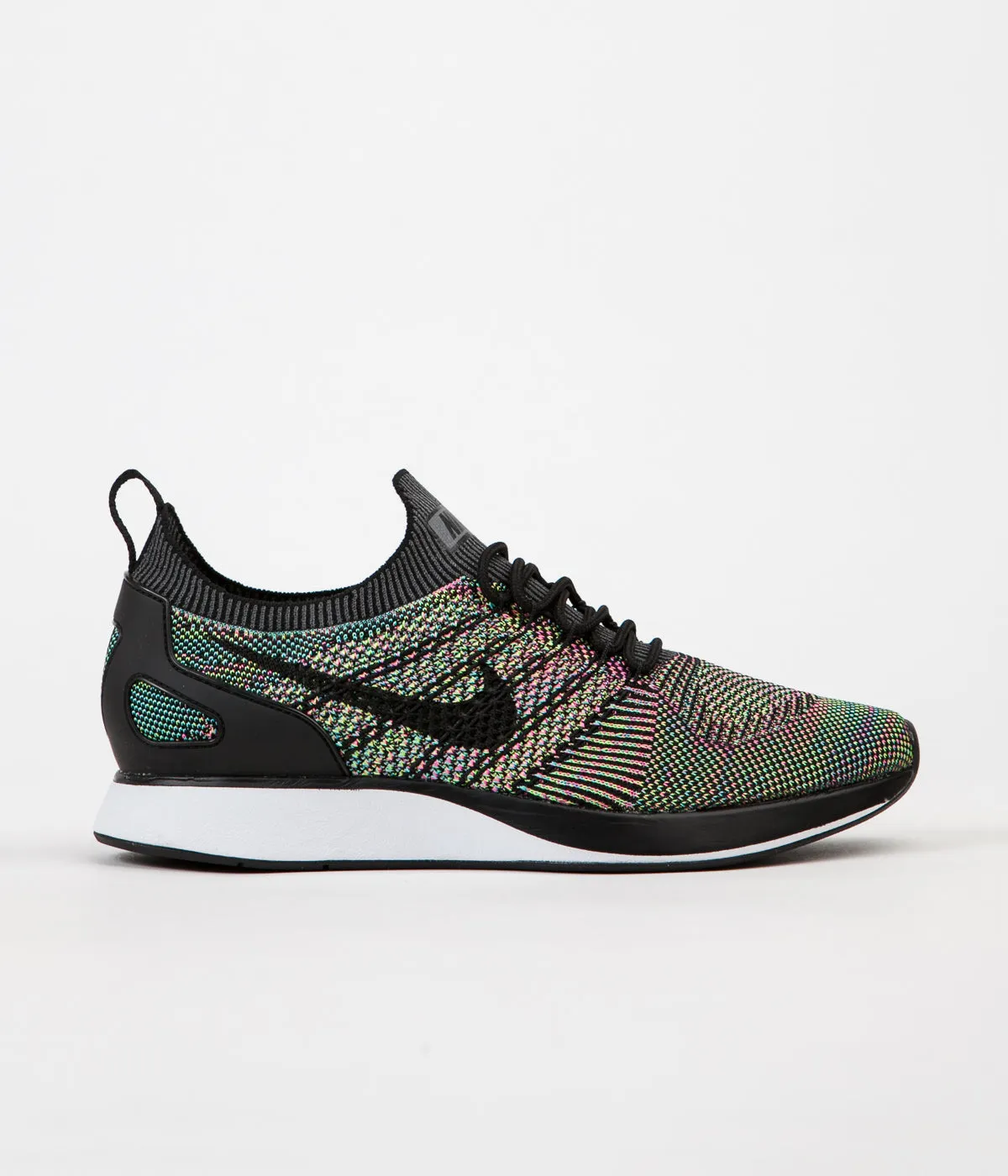 Nike Mariah Flyknit Racer Shoes - White / Black - Volt - Chlorine Blue