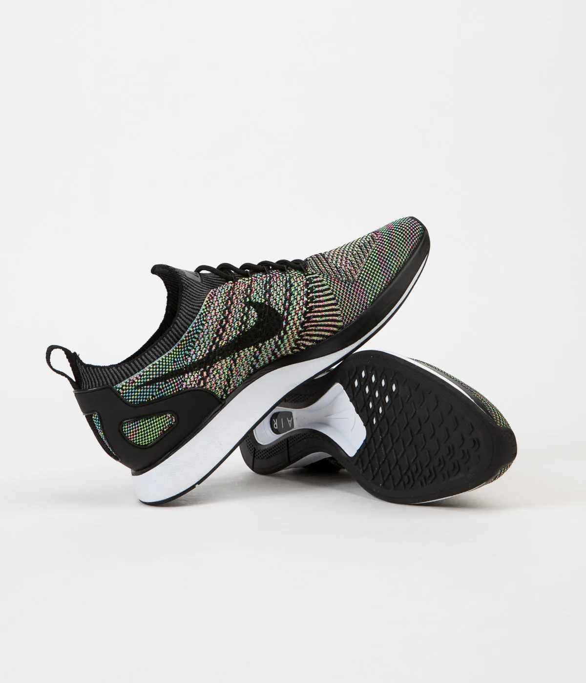 Nike Mariah Flyknit Racer Shoes - White / Black - Volt - Chlorine Blue