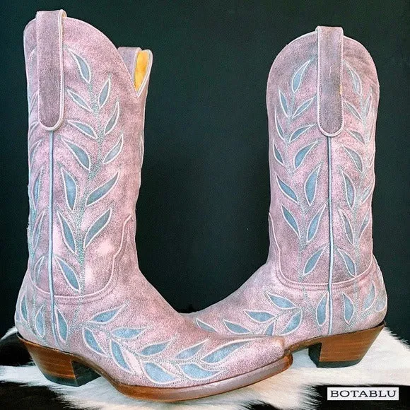 OLD GRINGO Vintage Pink Blue Leather Floral Tall Cowgirl Cowboy Western Boots