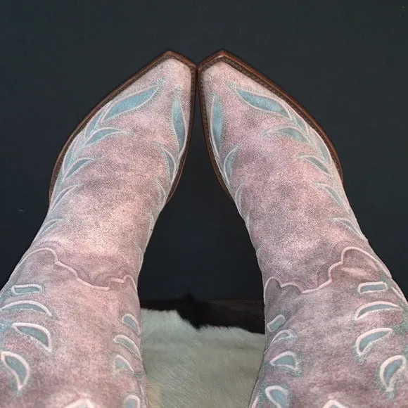 OLD GRINGO Vintage Pink Blue Leather Floral Tall Cowgirl Cowboy Western Boots