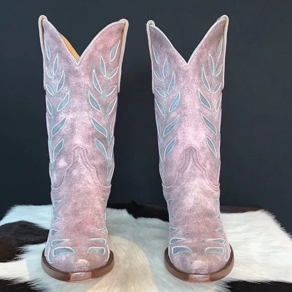 OLD GRINGO Vintage Pink Blue Leather Floral Tall Cowgirl Cowboy Western Boots