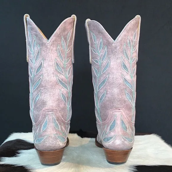 OLD GRINGO Vintage Pink Blue Leather Floral Tall Cowgirl Cowboy Western Boots