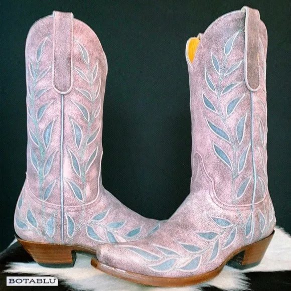 OLD GRINGO Vintage Pink Blue Leather Floral Tall Cowgirl Cowboy Western Boots