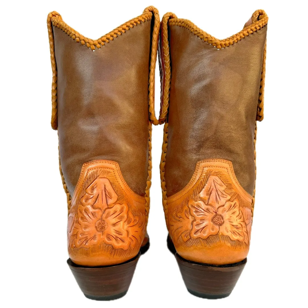 OLD GRINGO Wyoming Tooled Brown Leather Short Cowgirl Cowboy Western Boots