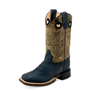 Old West Boy's Black Tan Western Boots