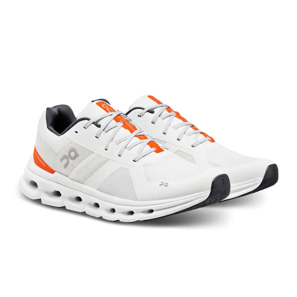 On Running Men's Cloudrunner Shoes - Undyed White / Flame