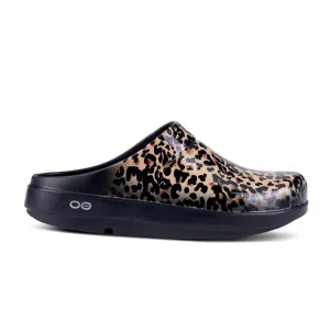 'OOFOS' Women's OOcloog Luxe Pixel Clog - Black / Black Leopard