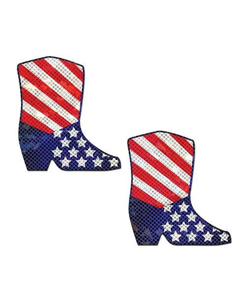 Pastease Premium Sparkling Stars & Strips Usa Cowboy Boot - Red-white-blue O-s