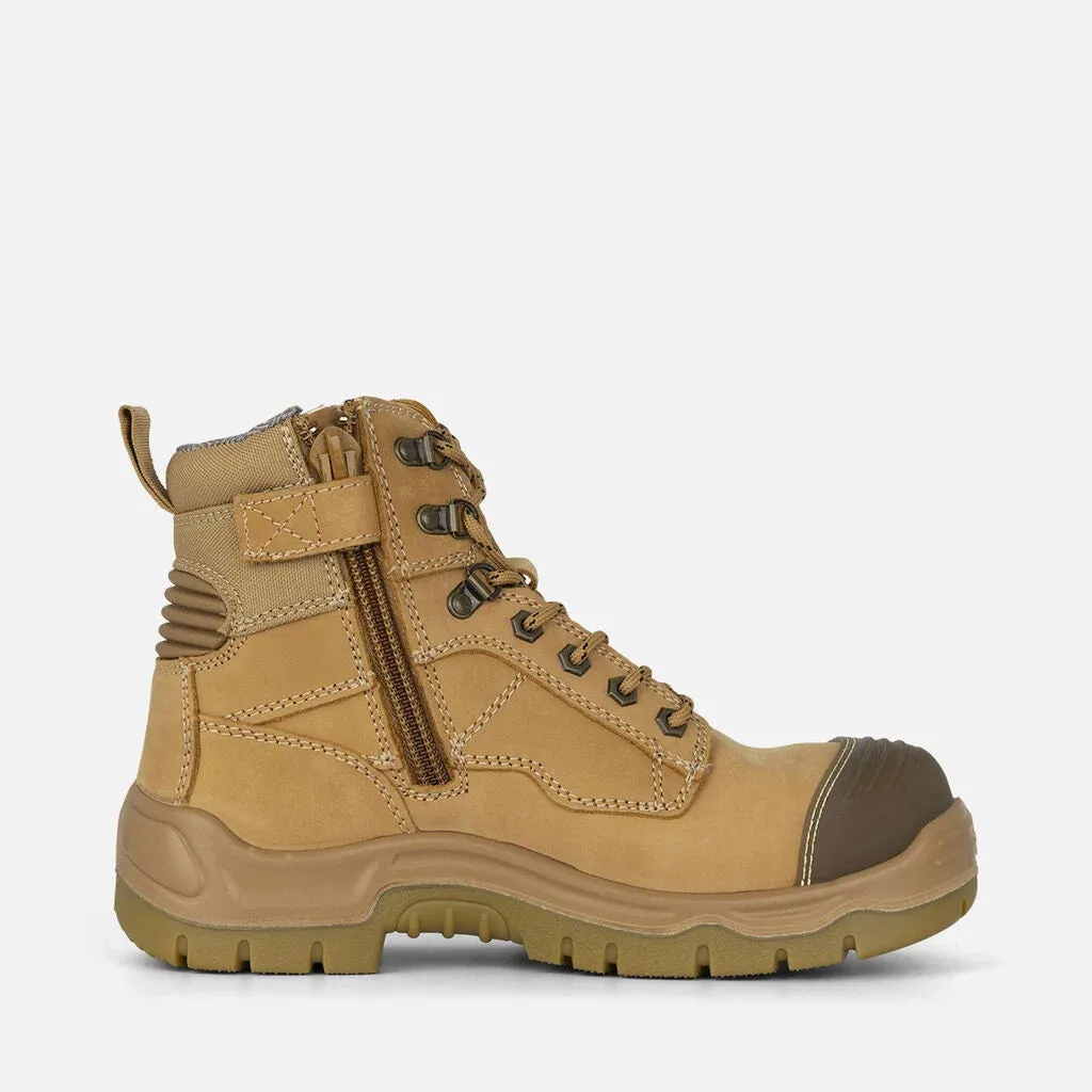 Phoenix Zip/Lace Safety Work Boots With Scuff Cap - K27880 (Wheat)