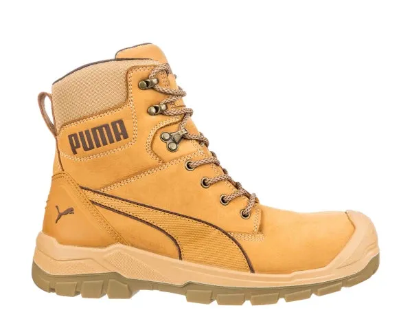 Puma Men's 630725 Conquest High Wheat Waterproof Composite Safety Toe Metal Free Side-Zipper 7" Work Boots