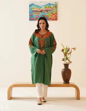 Rang-e-Khizan Elite Luxe Mineral Green Hand-Aari Phiran