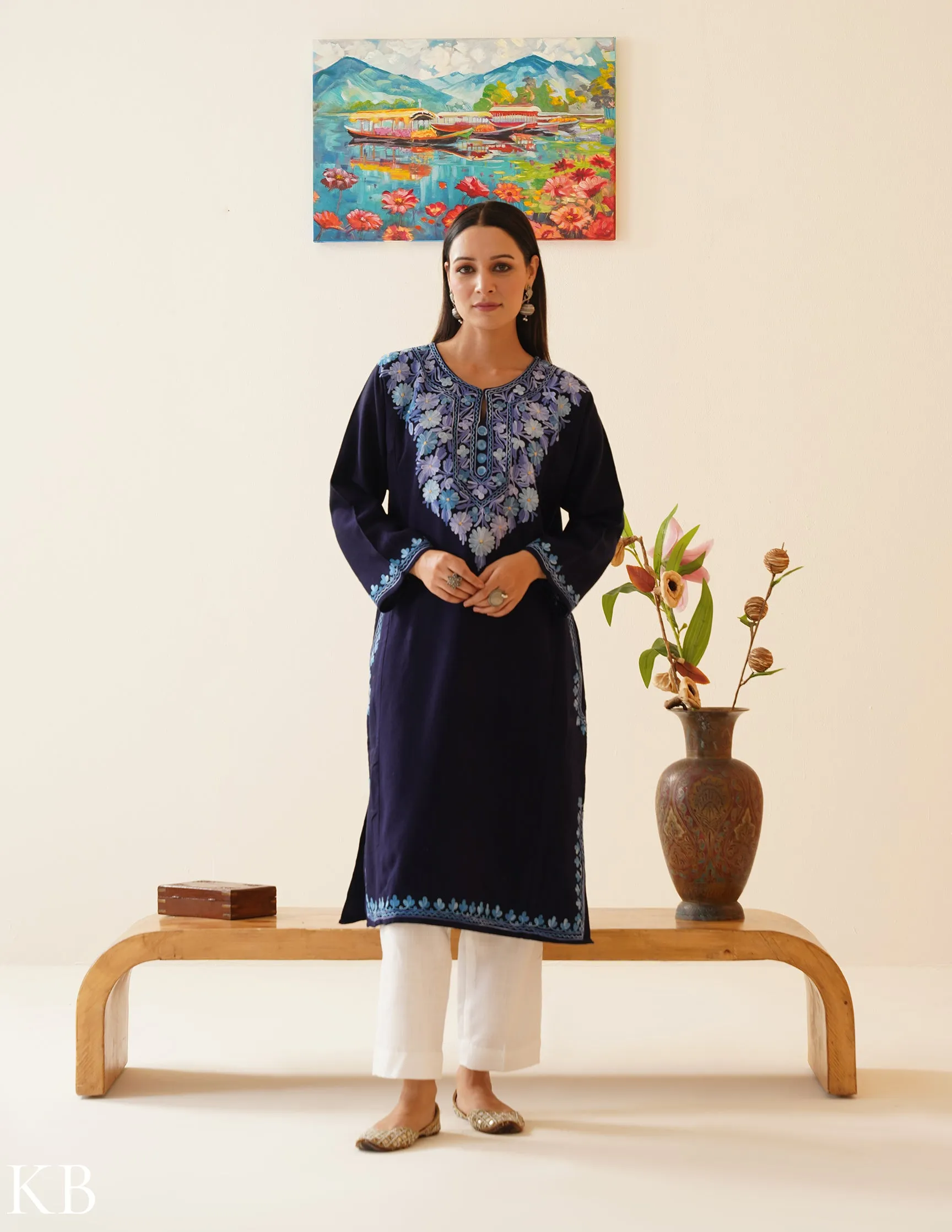 Rang-e-Khizan Navy Blue Posy Aari Phiran