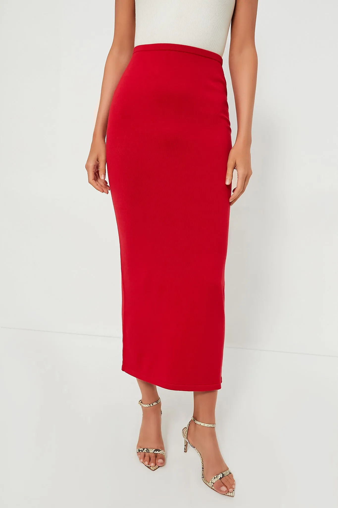 Red Knit Maxi Skirt