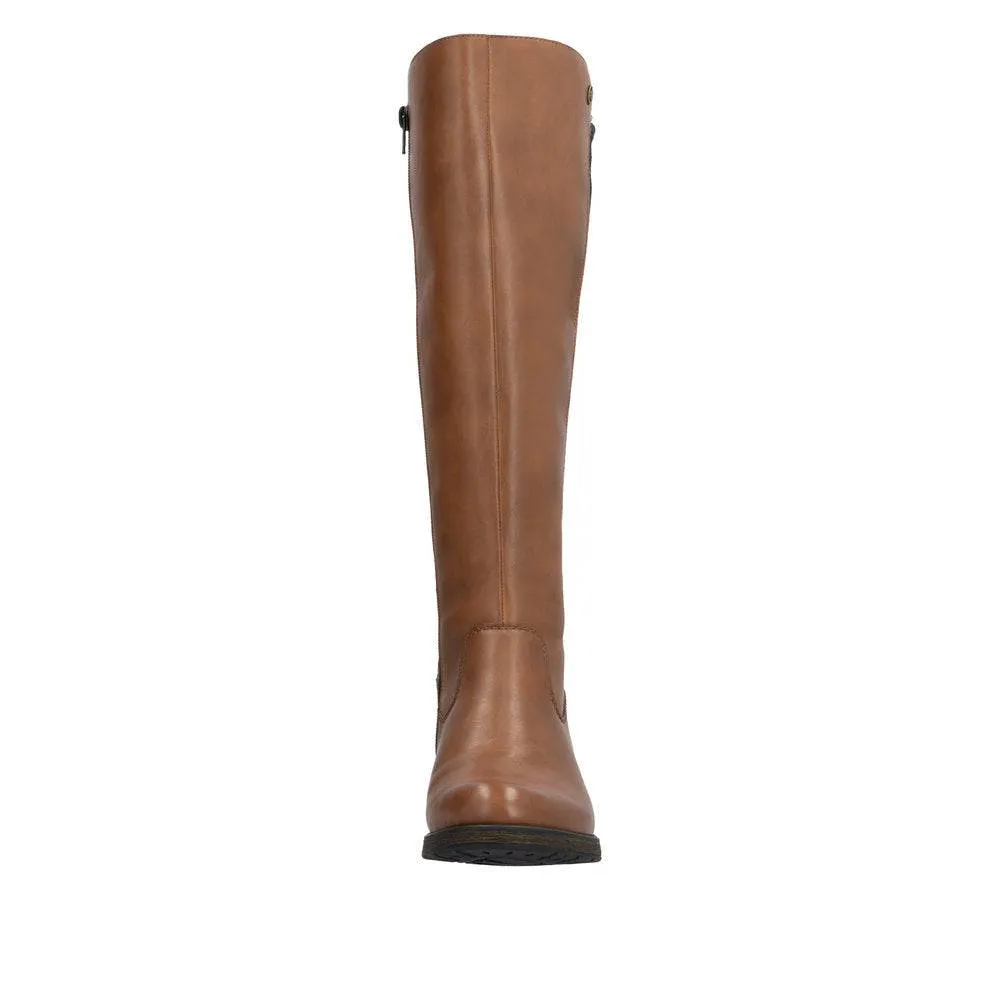 Rieker Z9591-23 Ladies Chestnut Leather Side Zip Knee High Boots